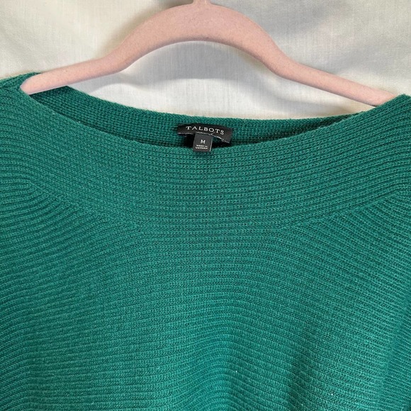 Talbots Boatneck Sweatshirt Long Sleeve Knit Women’s M Green‎ Lambswool Blend - Picture 2 of 7